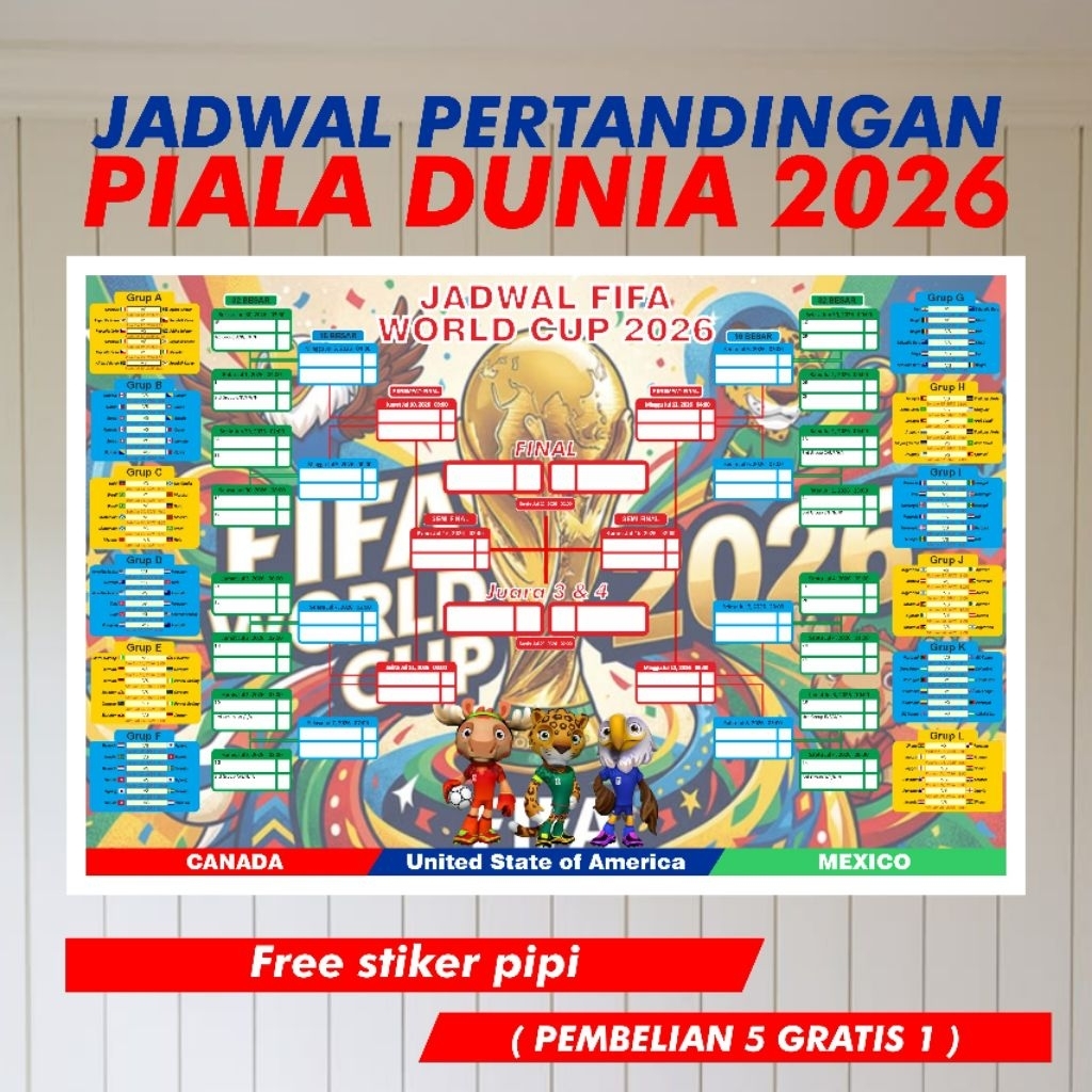 JADWAL PIALA DUNIA 2026 | POSTER JADWAL PIALA DUNIA FIFA WORLD CUP 2026