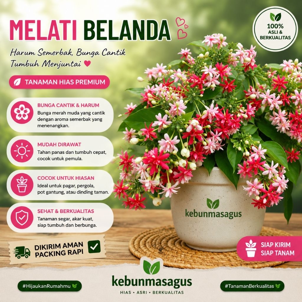 Tanaman Hias Melati Belanda - Melati Belanda Merambat - Bunga Melati Belanda - Melati Belanda Hidup