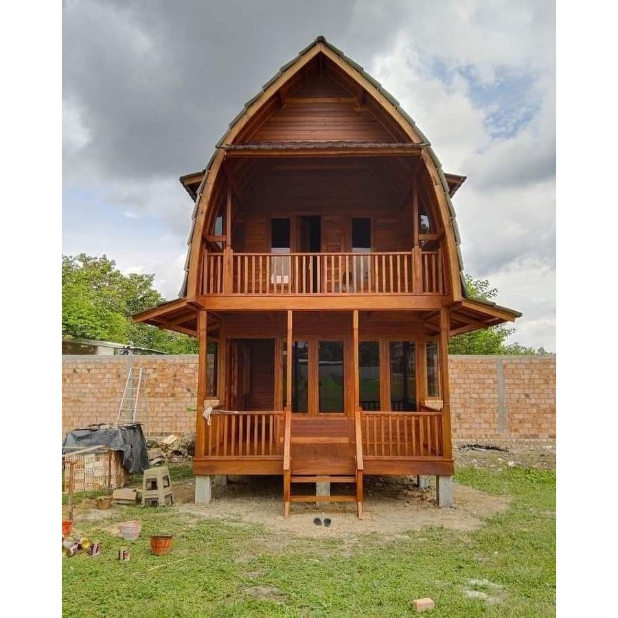 rumah gazebo lumbung tingkat minimalis kayu jati jepara model terbaru