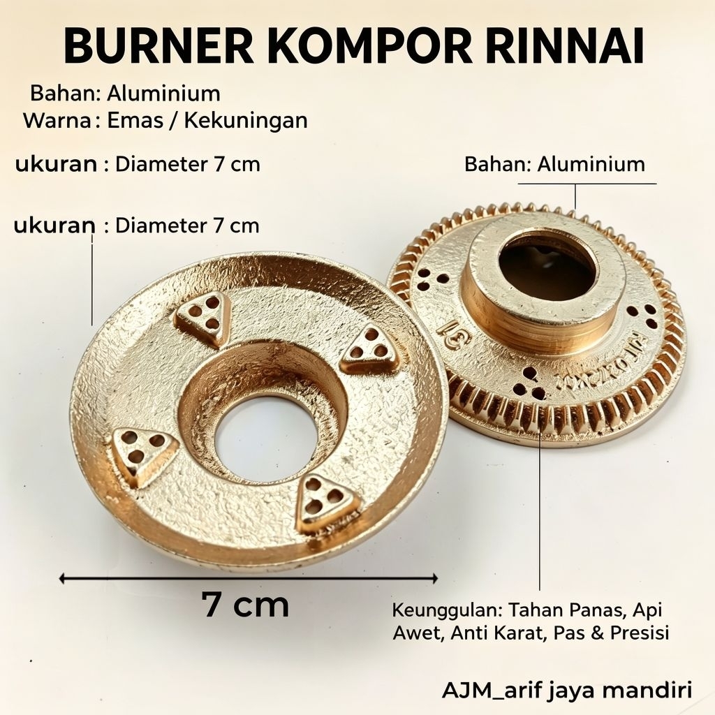 BURNER kompor gas sumbu kompor rinnai 2 tungku 1 tungku kecil burner RK RINNAI