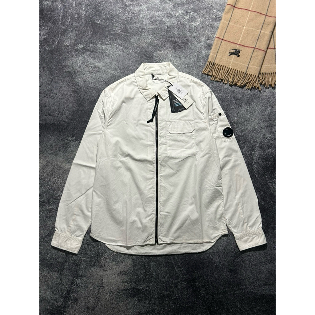 CP Company Gabardine white overshirt (12CMSH087A 002824G)