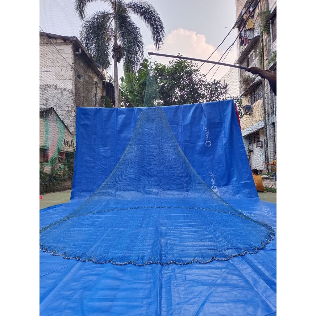 JALA CAP IKAN UDANG JALA IKAN JALA UDANG 2,7  METER BAHAN NILON JALA LEMPAR SIAP PAKAI