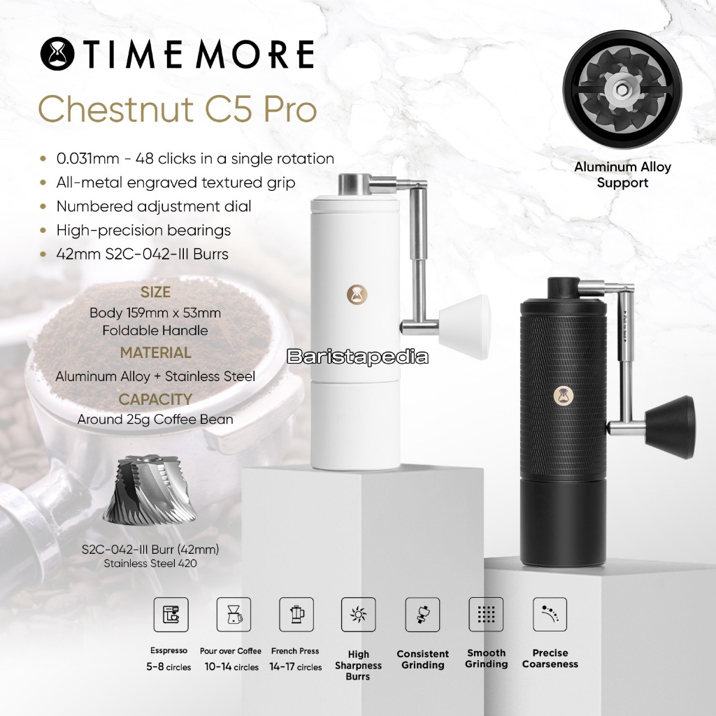 Timemore Chestnut C5 Pro Manual Hand Coffee Bean Grinder | Alat Giling Biji Kopi