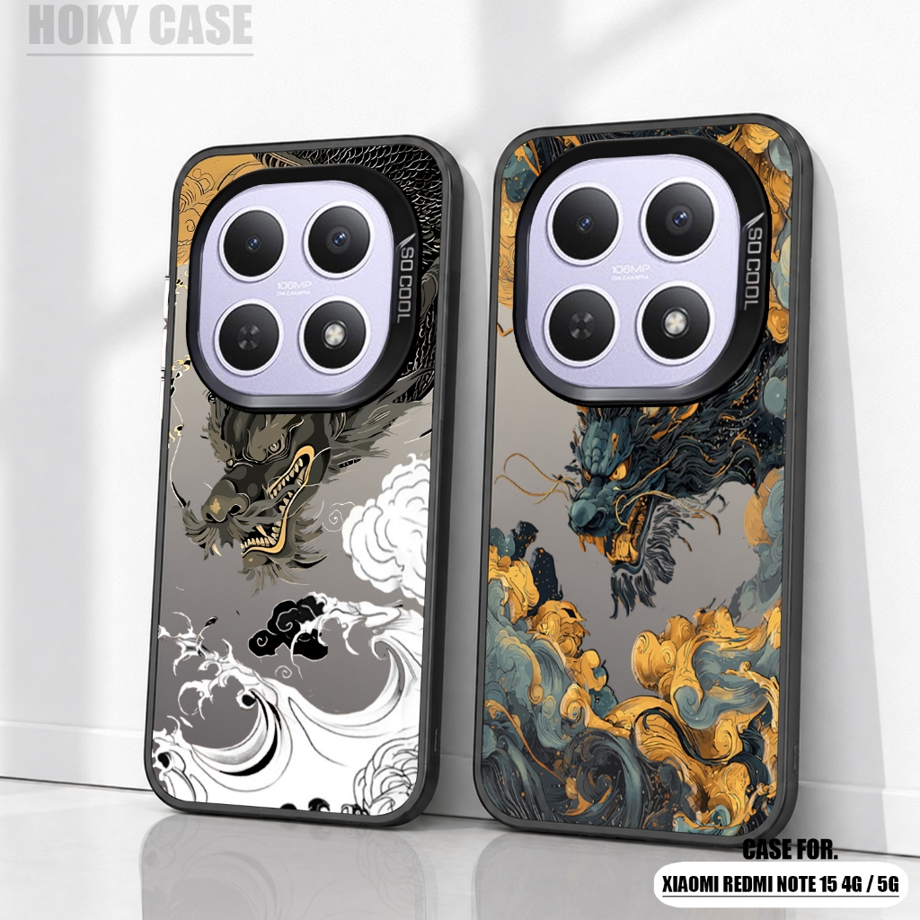CASE XIAOMI REDMI NOTE 15 4G - NOTE 15 5G - Motif DRAGON - PLATE GLOSSY PREMIUM KACA - Softcase hp