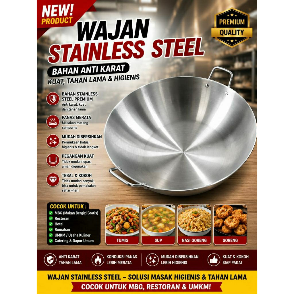 wajan kuali stainless steel ukuran 100 cm