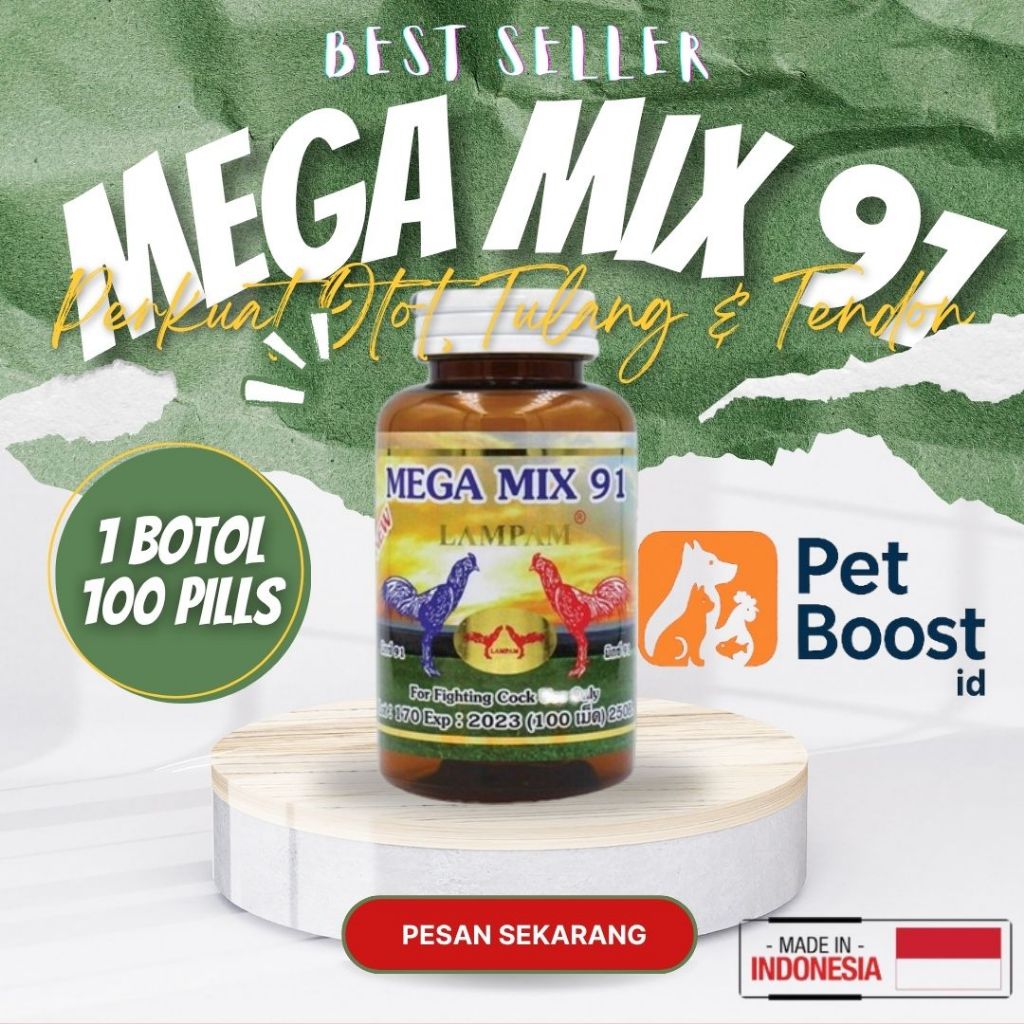 VITAMIN AYAM LAGA LAMPAM MEGA MIX 91 MENINGKATKAN TENAGA isi 100 PILLS