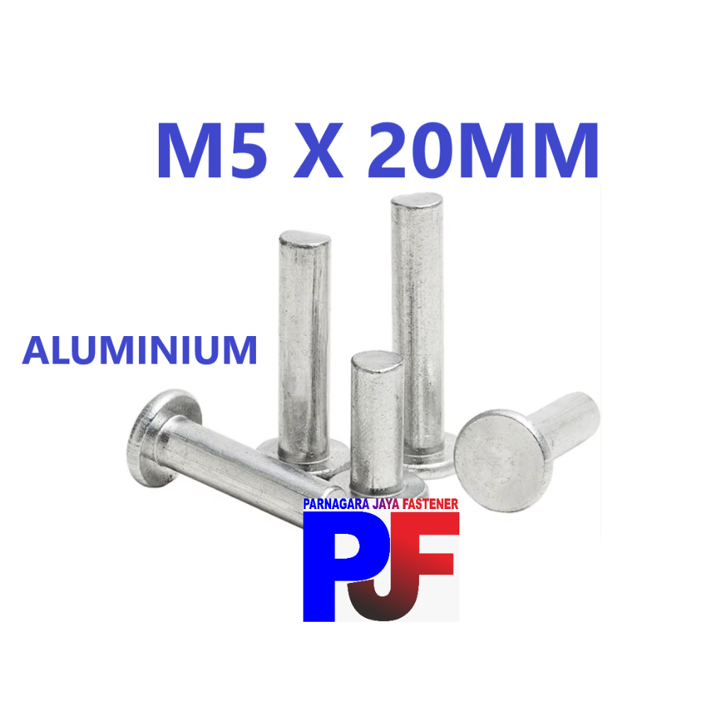 Paku Keling Alumunium M5 x 20MM / Paku Keling Alm Kepala Bulat M5 x 20MM