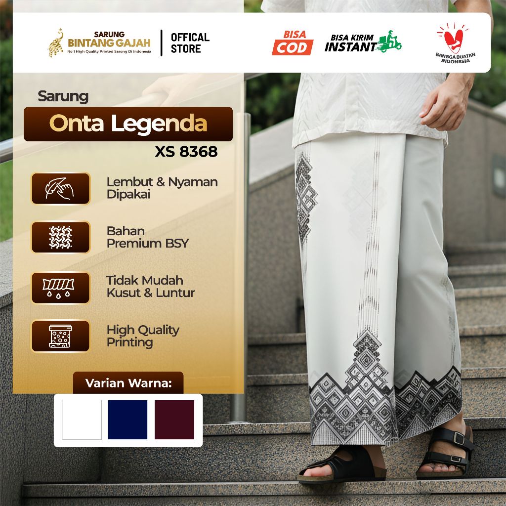 Sarung Bintang Gajah Onta Legenda XS 8368 NISKALA Motif Ornamen Simple Modern