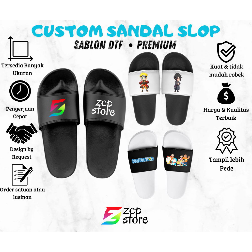 SANDAL CUSTOM | SANDAL SLIDE CUSTOM SUKA-SUKA | SANDAL SLOP | SANDAL SLIP KARET
