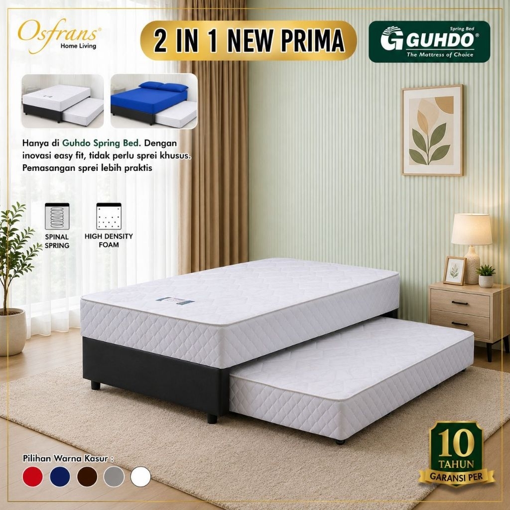 Guhdo Spring Bed Sorong New Prima 2 in 1 - TANPA SANDARAN / KASUR ATAS BAWAH / KASUR ATAS / KASUR SO