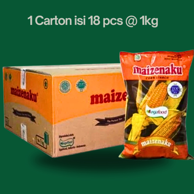 TEPUNG MAIZENAKU 1 KG (1 CARTON ISI 18 PCS) TEPUNG JAGUNG EGAFOOD DUS - HALUS PUTIH TIDAK BERBAU