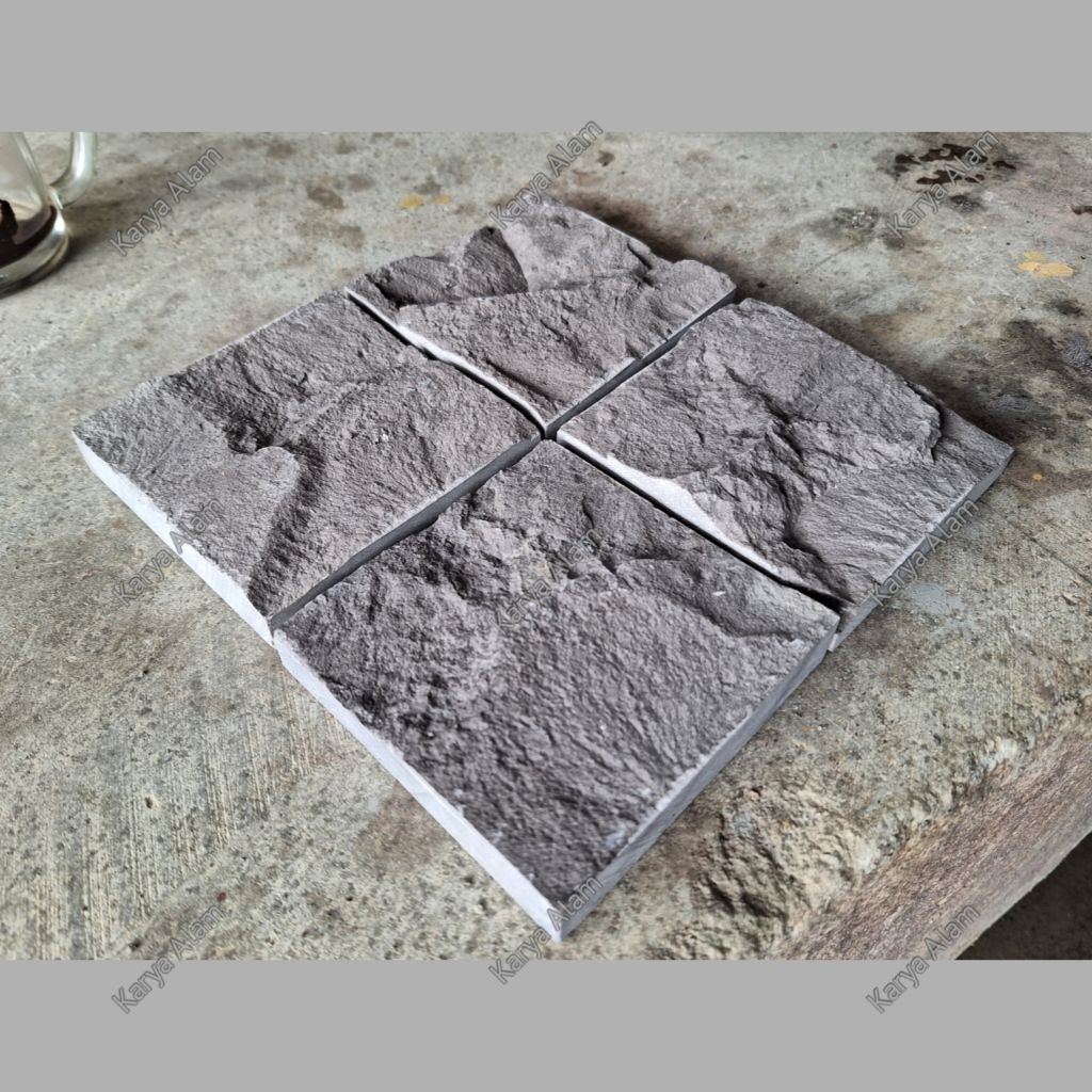Batu Alam Carport 10x10cm | Batu Marmer Hitan RTA | Batu Marmer Carport