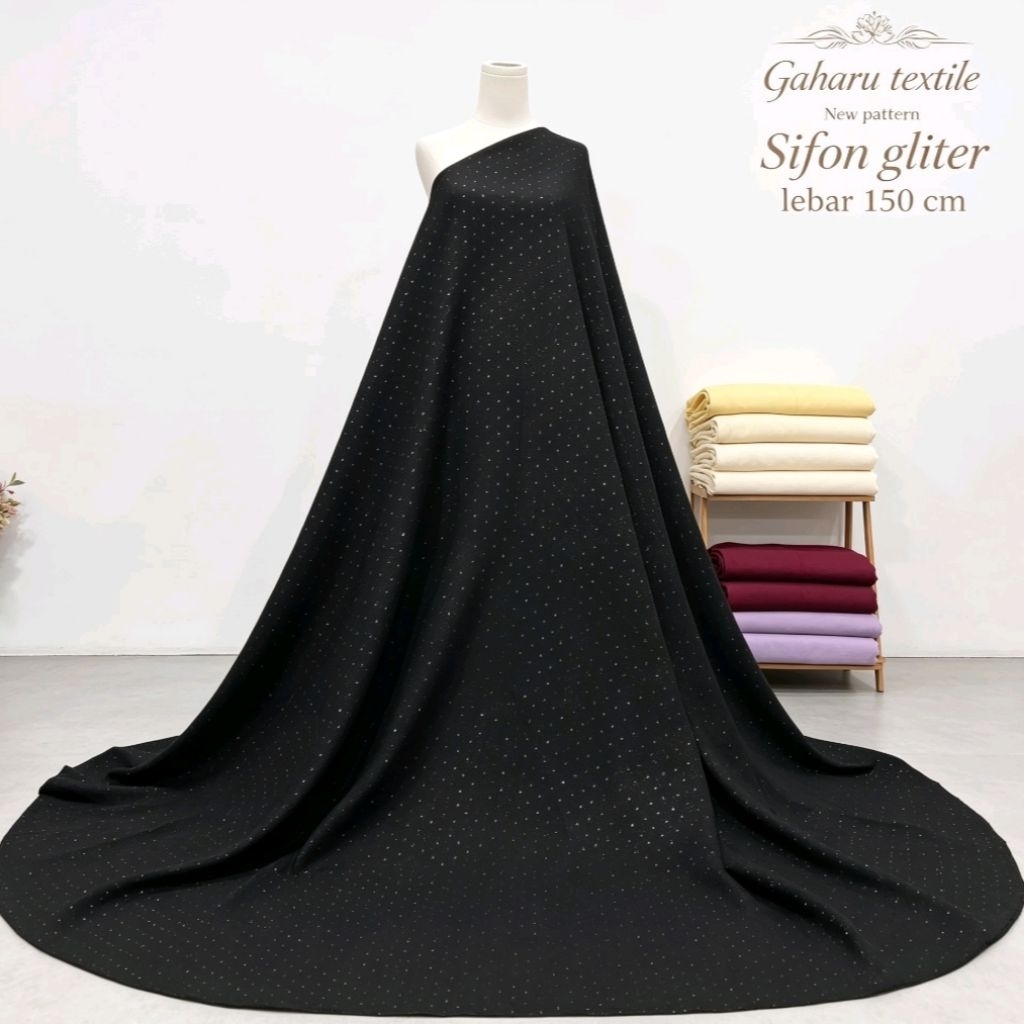 bahan sifon gliter - bahan sifon premium - bahan sifon meteran - sifon motif gliter mewah dan elegan