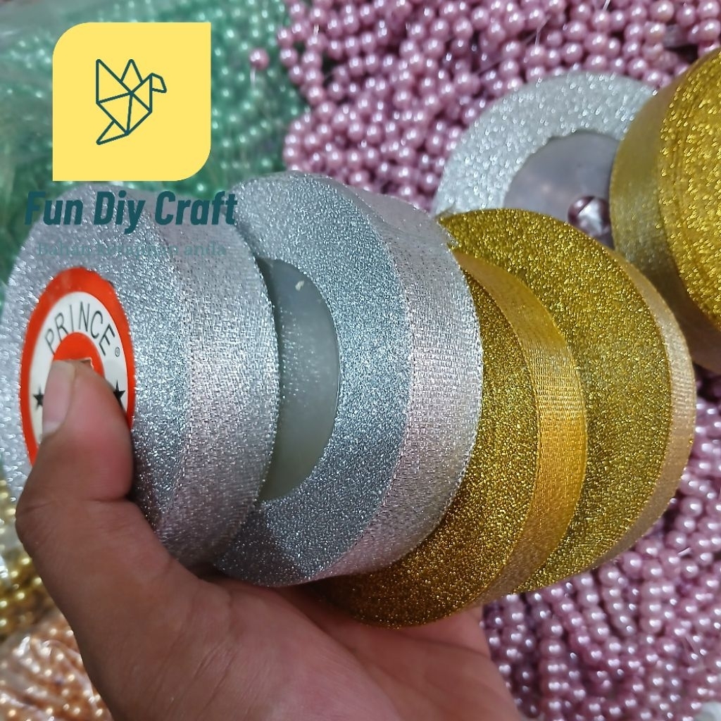 Pita Glitter 2cm (3/4) inch - Pita Glitter Emas Silver 3/4 - Glitter Pita 2cm - Glitter Pita 3/4