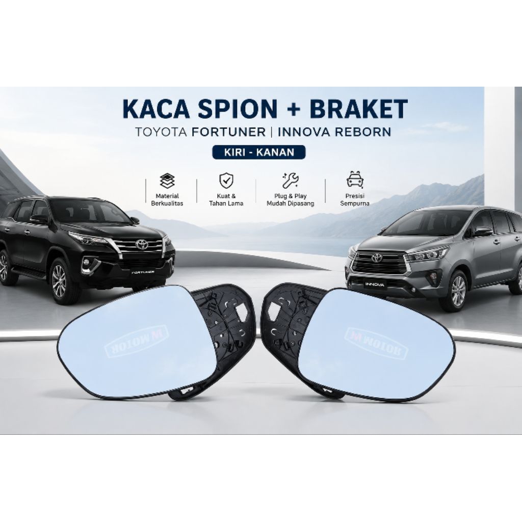 kaca spion refill/kaca spion+bracket toyota fortuner VRZ, innova reborn original