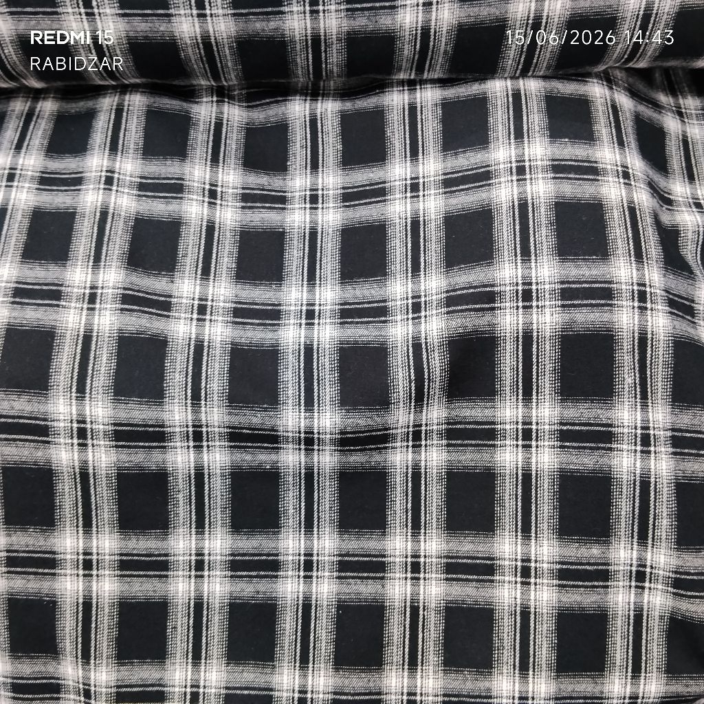 KAIN COTTON FLANEL KOTAK PREMIUM HITAM PUTIH