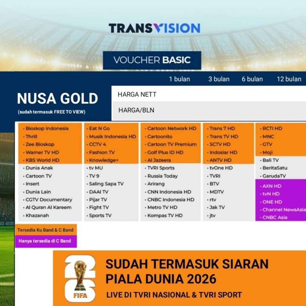 Paket Nusa Gold Transvision Nusantara HD
