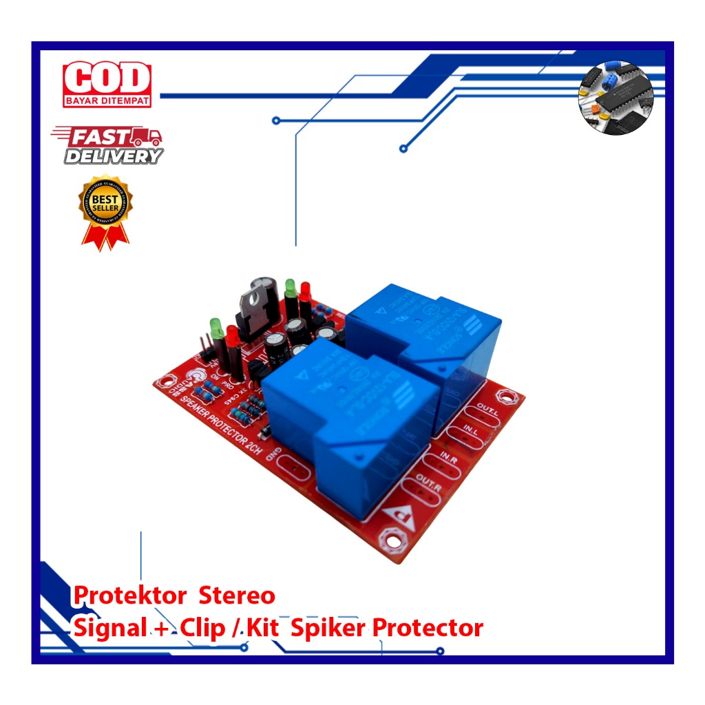 kit speaker protektor stereo + signal + clip / kit spiker protector