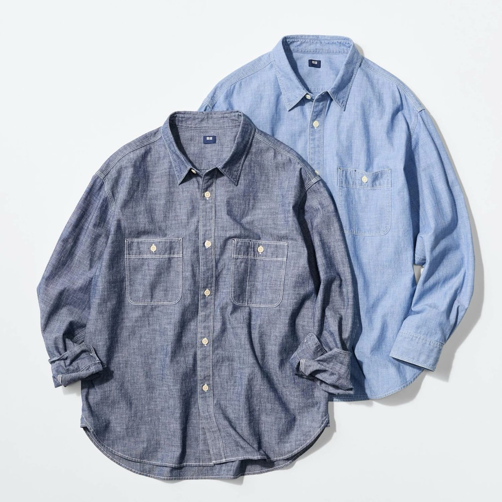 Sale Uniqlo Kemeja Chambray Luaran lengan Panjang Original
