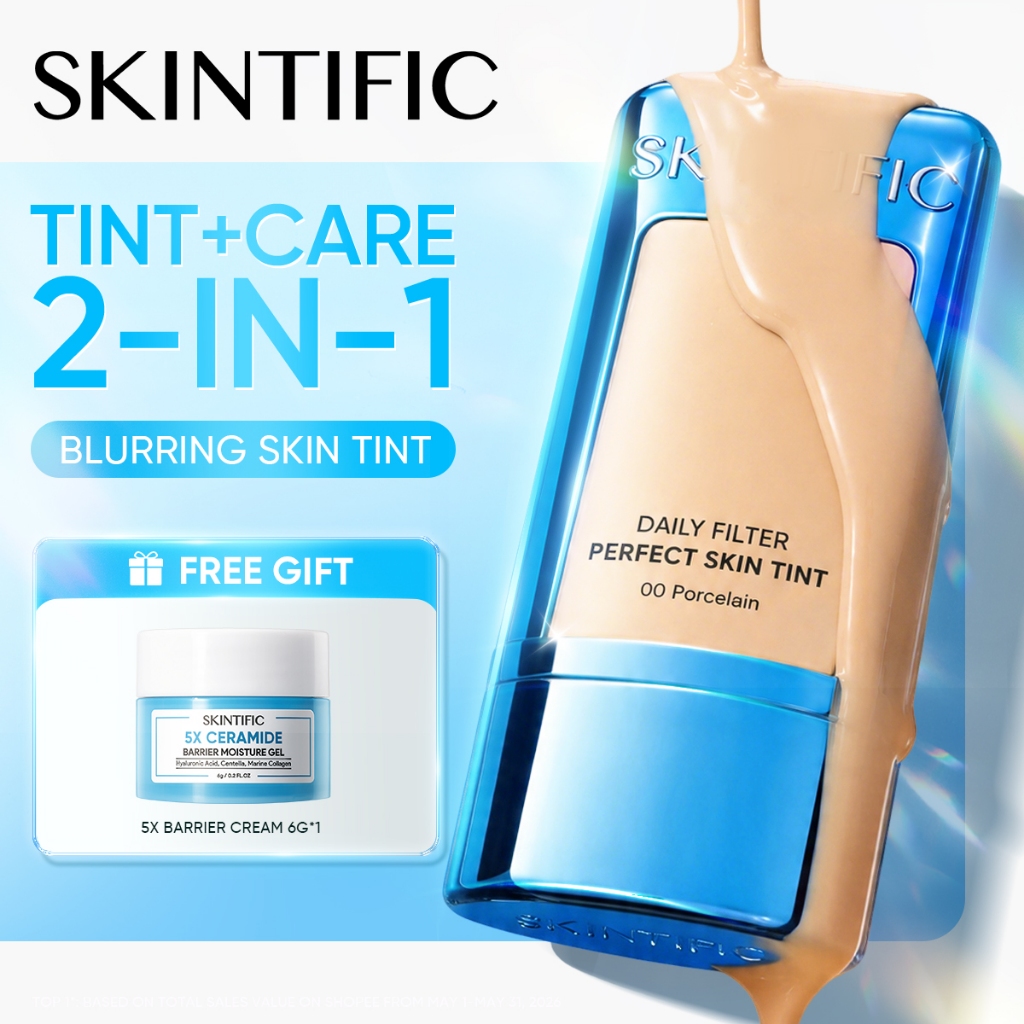 SKINTIFIC - Perfect Coverage Blurring Skin Tint – Cocok Kulit Berminyak/Berjerawat/Semua Jenis – Gam
