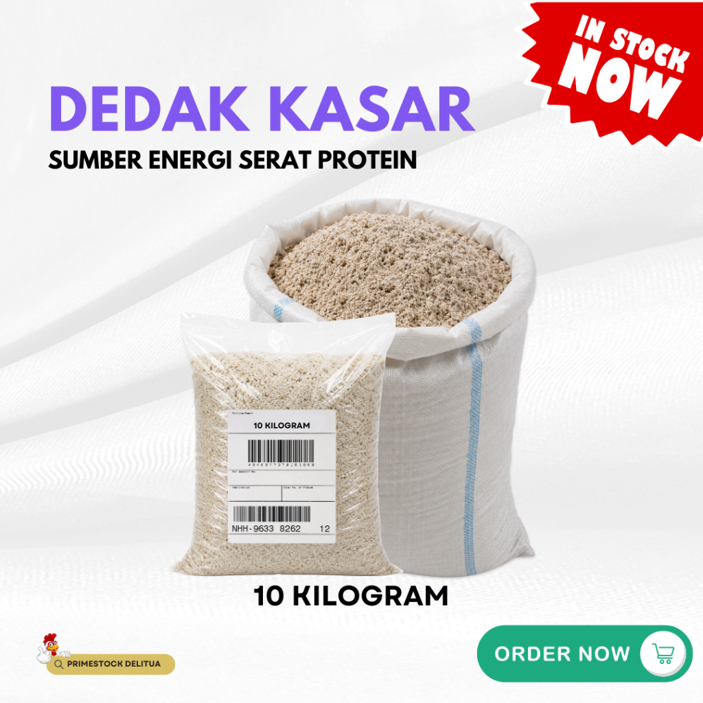 Dedak Padi Kasar 10 KG – Pakan Ternak Ayam Bebek Sapi Kambing Sumber Energi