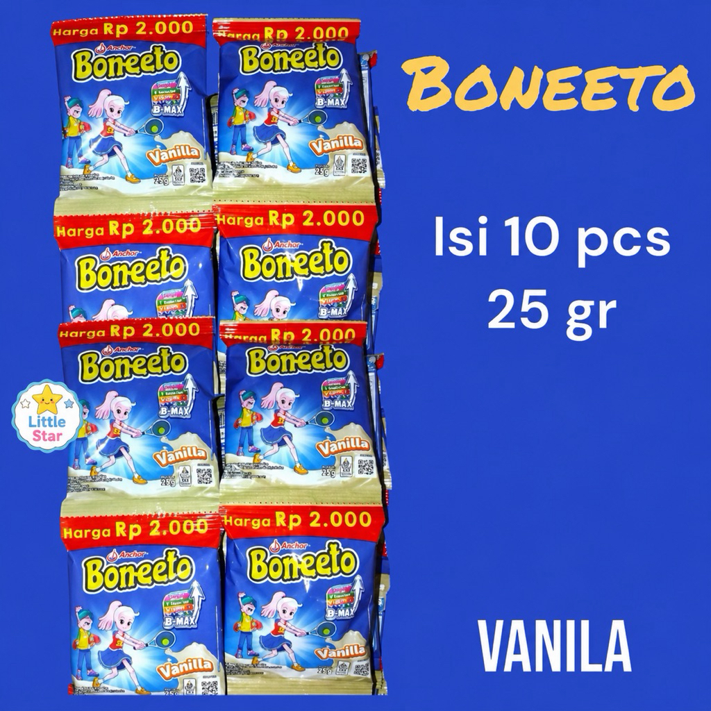 BONEETO Renceng Vanila Coklat 25GR X 10 Sachet | BONEETO BONETO Sachet Renceng | Susu Anak Tinggi Ka