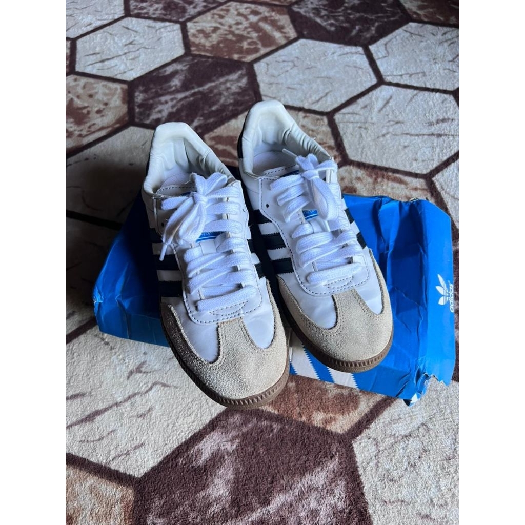 Sepatu Shoes Sneakers 4did45 Samba OG Black White Kualitas Premium Second Preloved Size 38