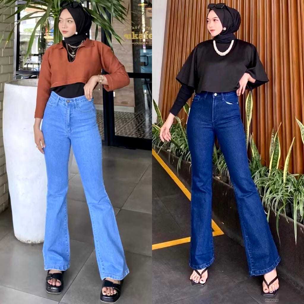 Zamzami.Jeans - Highwaist Jeans Cutbray Celana Cutbray Wanita Cutbray Stretch Gaya Retro Kekinian