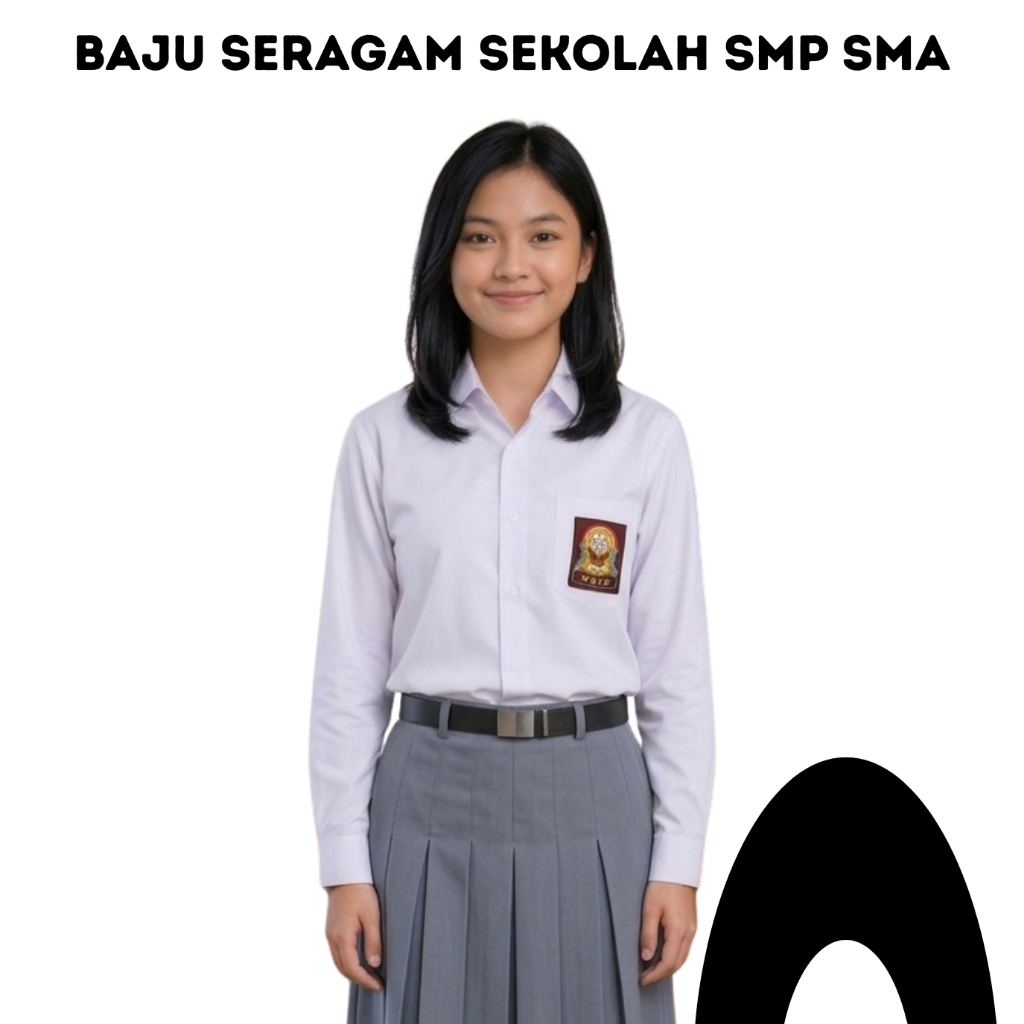 Baju Seragam Sekolah Putih Lengan Panjang SMP SMA Pria Premium