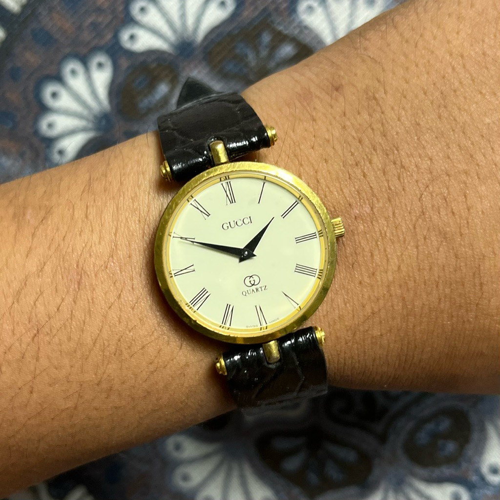 Gucci Quartz Gold Plated Watch Second (Seperti baru) 100% Original