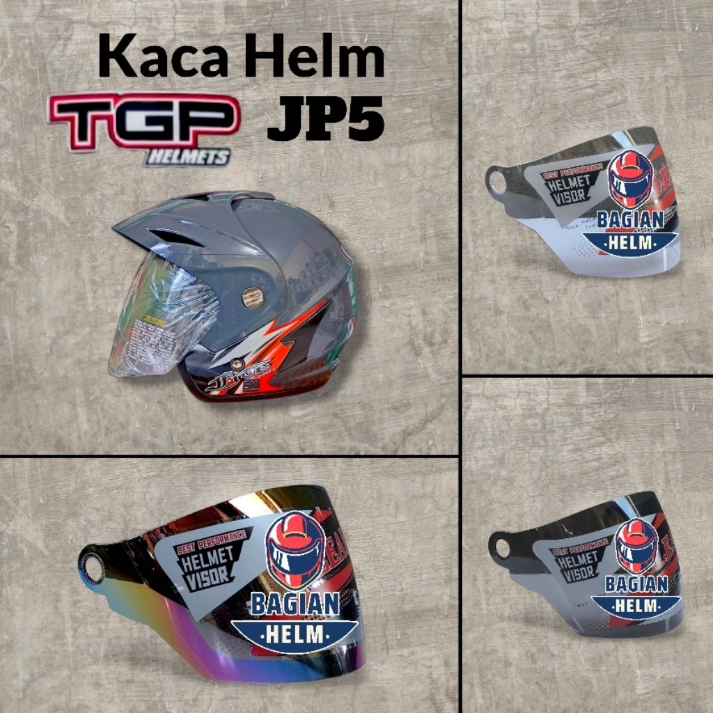 BAGIANHELM Kaca Helm TGP JP5 Visor Helmet Tgp Jp5 Warna Bening Hitam Pelangi