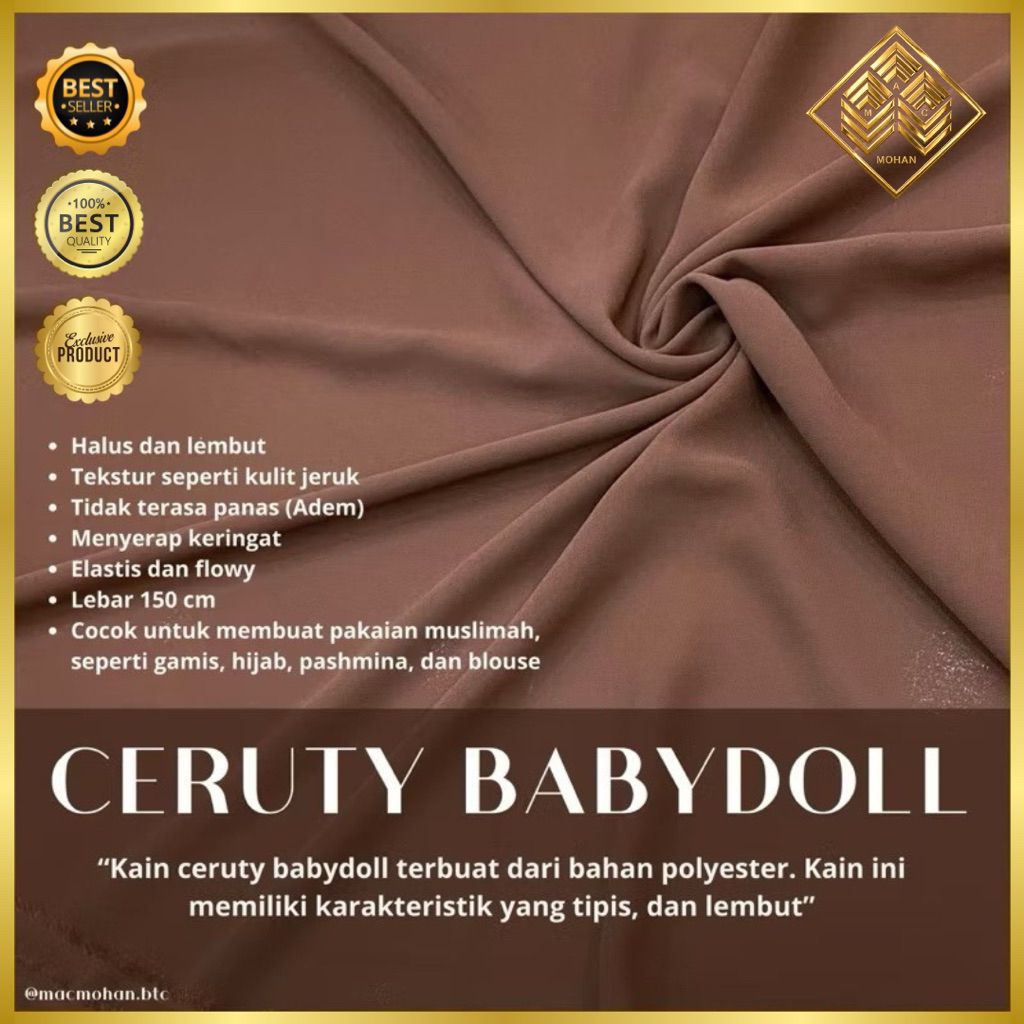 KAIN BABYDOLL CERUTY / BABYDOLL CERUTI PREMIUM / KAIN BABYDOLL / BAHAN HIJAB JILBAB PASHMINA PASMINA