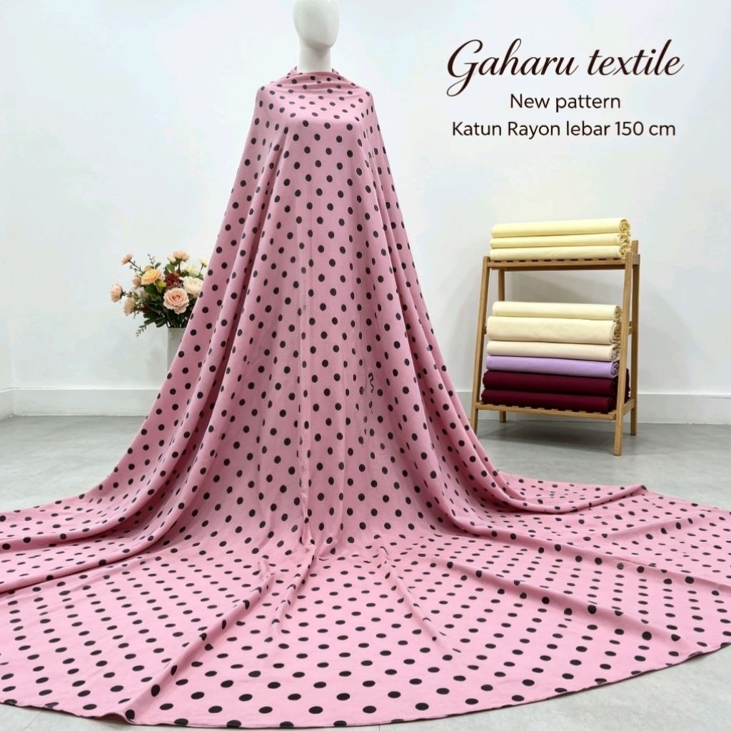 bahan katun rayon premium - rayon viscose motif polkadot - rayon meteran (CTK)
