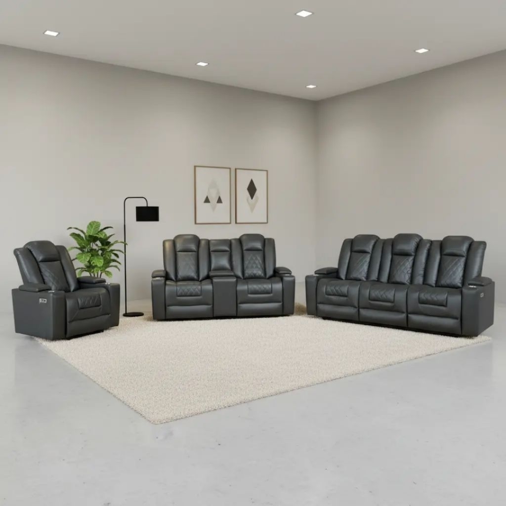Set sofa recliner elektrik lengkap 3 2 1
