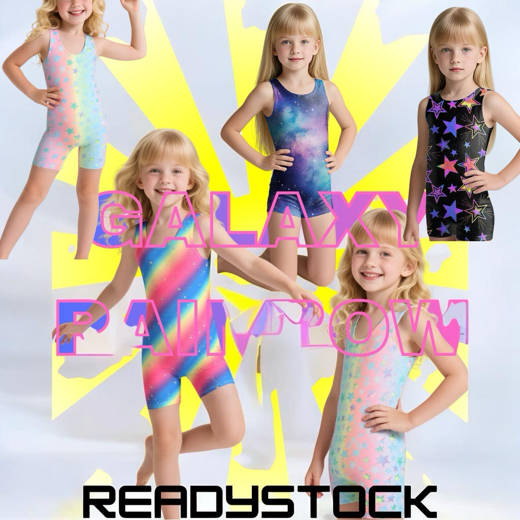 BAJU SENAM LEOTARD GYMNASTIC ANAK RITMIK GALAXY RAINBOW READYSTOCK