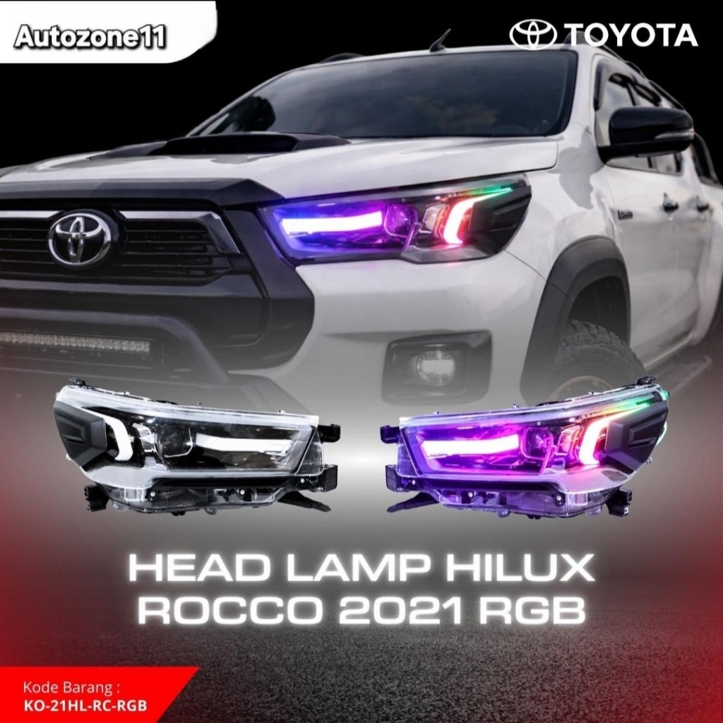 Headlamp Lampu Depan Toyota Hilux Rocco 2021 RGB LED DRL Projector Lampu Depan Hilux Revo Rocco