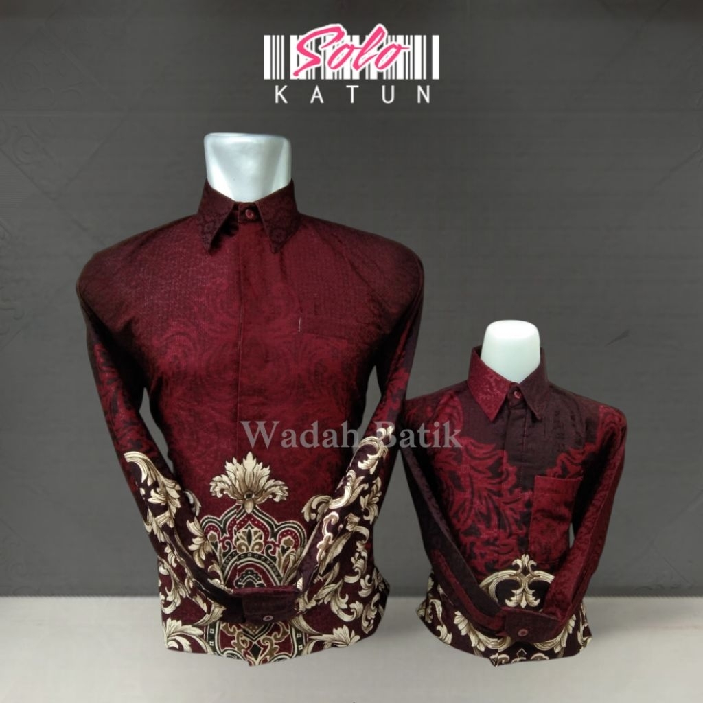 Batik couple, Batik pasangan, Batik bapak dan anak, batik bahan doby, batik tenun, batik warna maroo