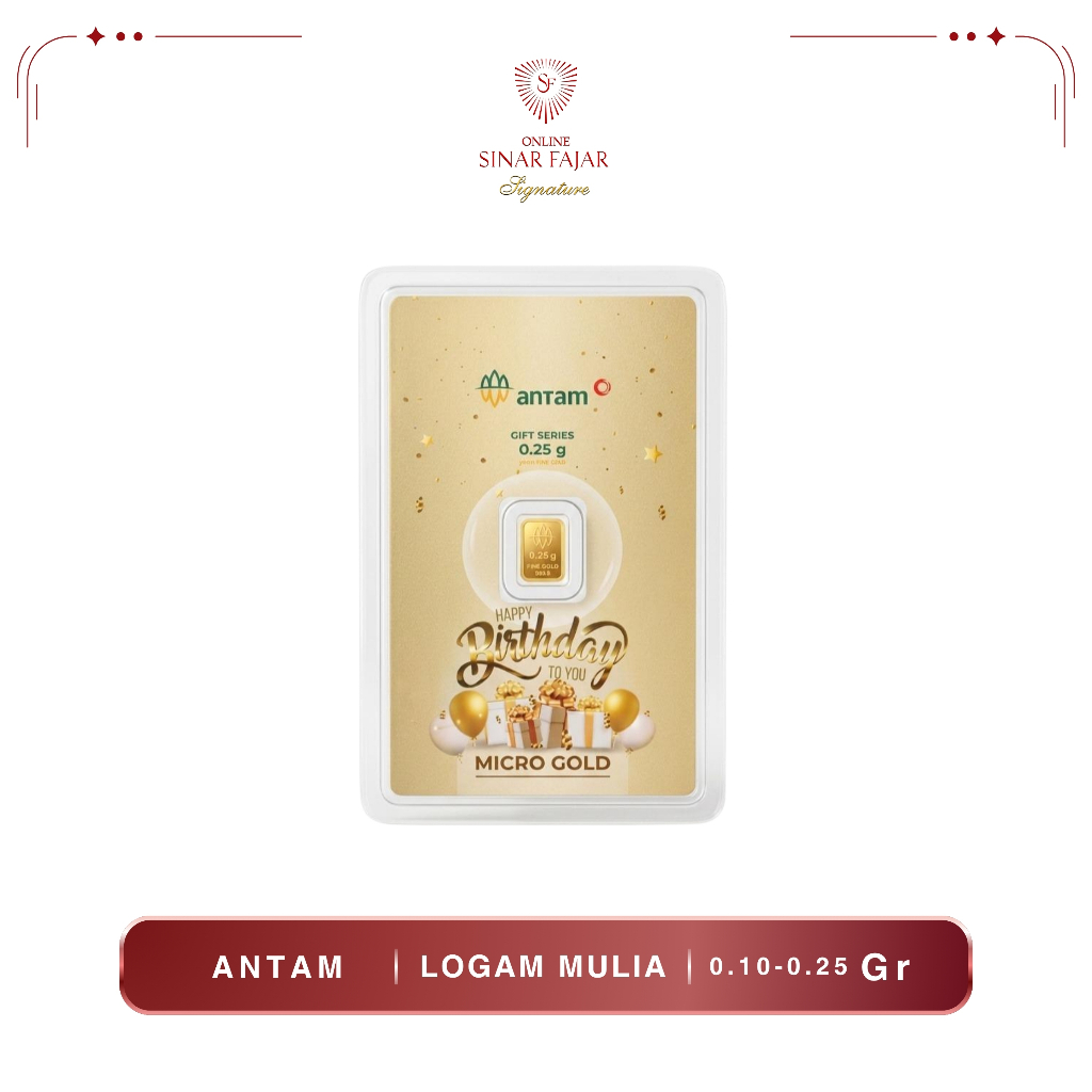 Antam Emaskita Logam Mulia Gift Series Happy Birthday Gold Edition 999.9 - Termurah Asli - 0.25