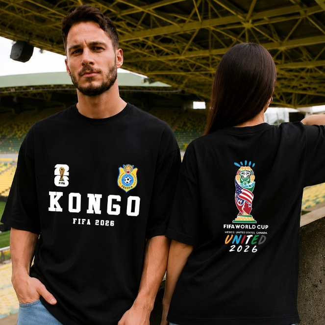 Piala Dunia 2026 KONGO Penggemar Merchandise Kaos Lengan Pendek Santai Kaos Peringatan FIFA Lengan P