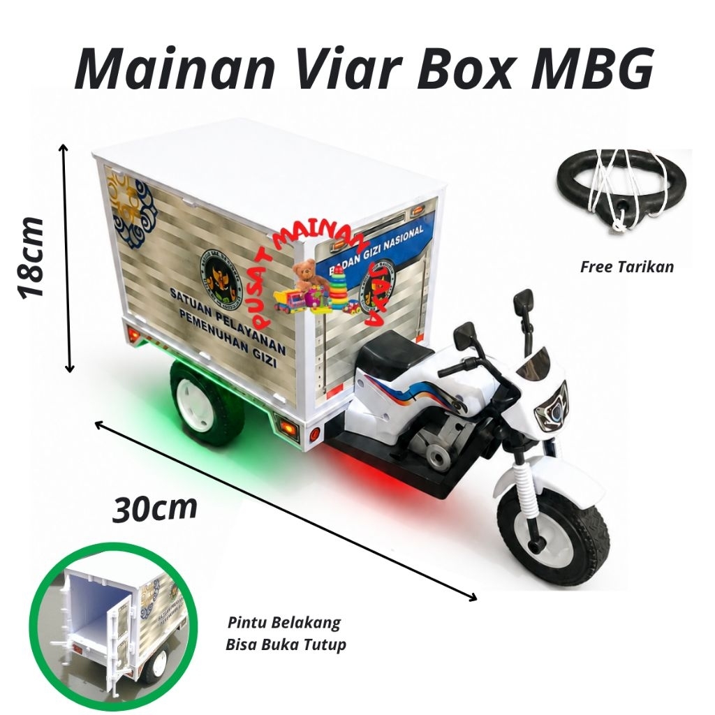 Mainan Anak Motor Viar Roda 3 Box MBG Ada Lampu Musik Mainan Tossa Box SPPG Mirip Asli OT 19