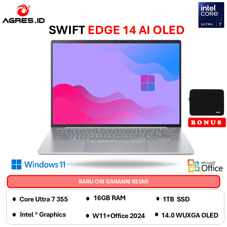 ACER SWIFT EDGE 14 AI OLED ULTRA 7 355 - RAM 16GB 1TB W11+OHS+M365B 14" WUXGA - I51.79B1