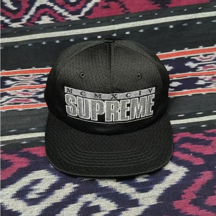 Topi Supreme Zig Zag 6 Panel Hat SS18 Hitam Original