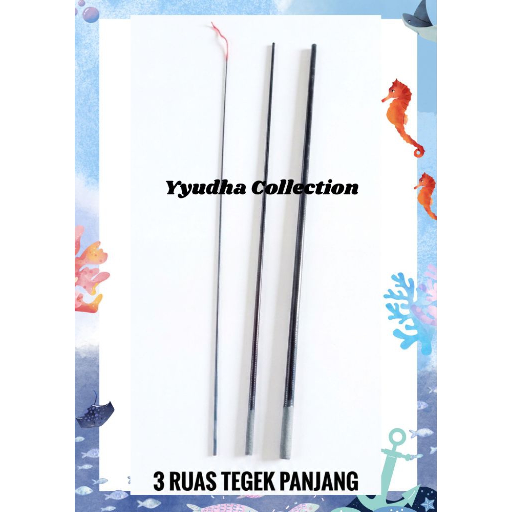 3 Ruas Tegek Panjang Bahan FIBER Panjang 46cm/Ujung Solid FIBER Lentur
