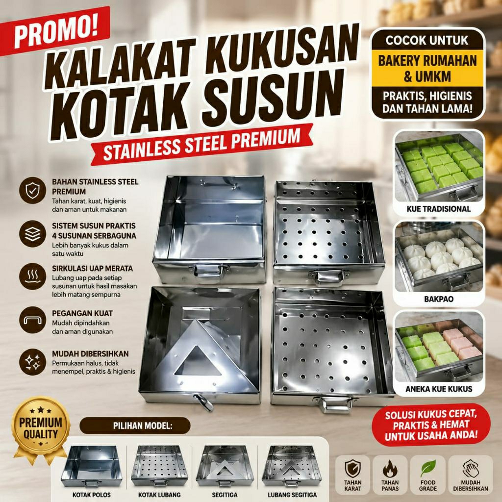 KUKUSAN KALAKAT KOTAK SUSUN 45 CM STAINLESS
