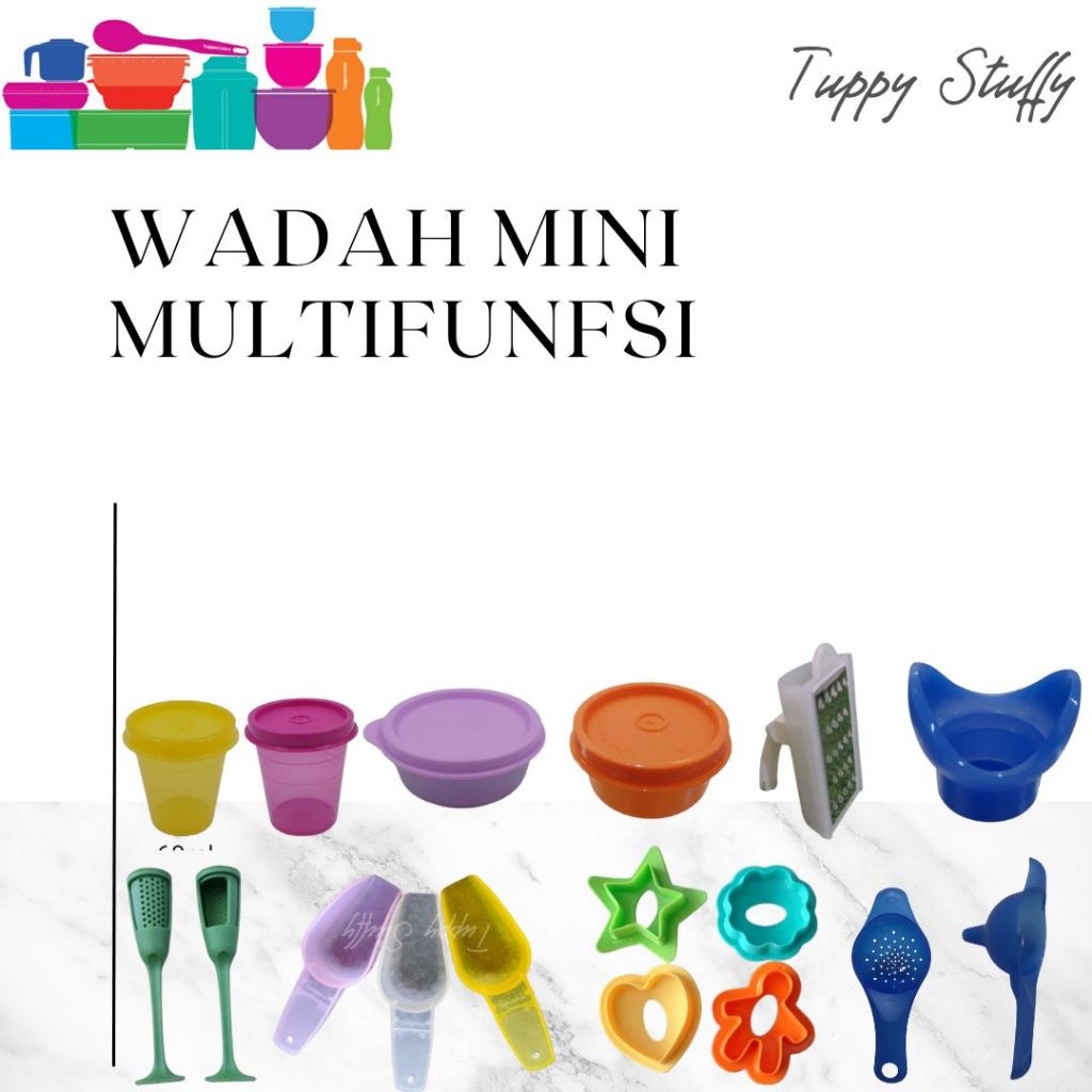 Tupperware Wadah Mini Multifungsi | Midget Small Round Petite Square Mini Round Mini Grater