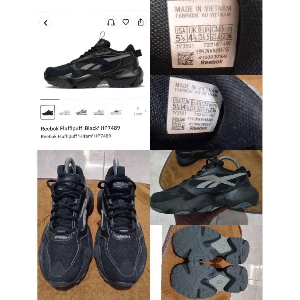 Sepatu Preloved Second Original Reebok Fluffipuf Size 36