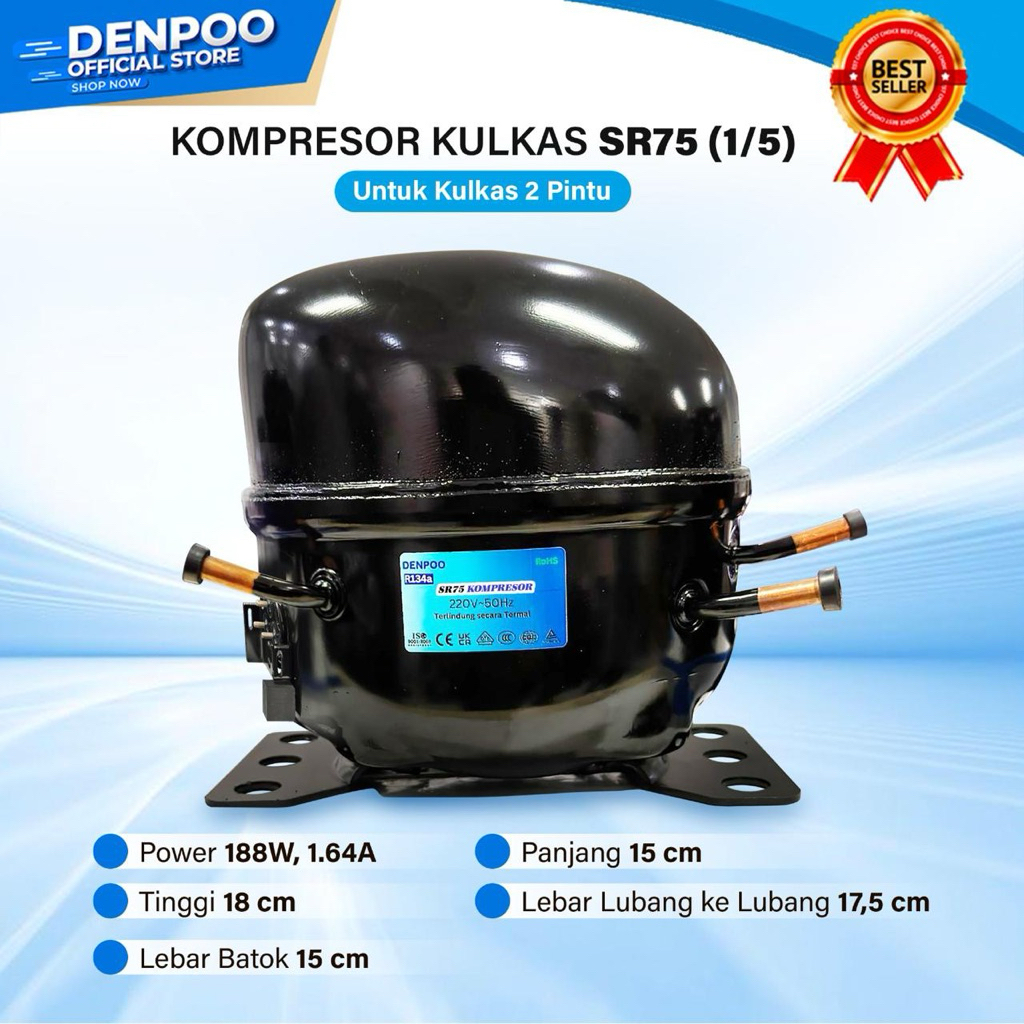 Refrigeration Compressor Kompressor kulkas 2 Pintu SR-75 (1/5)