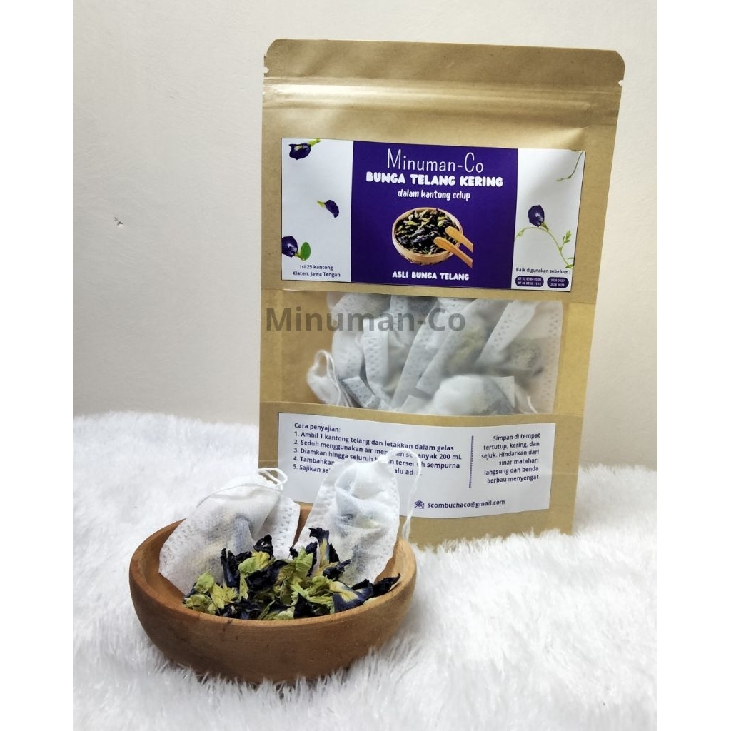 bunga telang celup siap seduh / telang kering celup / teh bunga telang / teh celup bunga telang