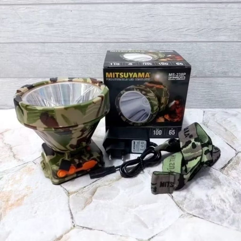 MS-238P SENTER KEPALA LED JUMBO 100W MITSUYAMA MS-238P - CAHAYA SUPER TERANG - JARAK JAUH - TAHAN LA