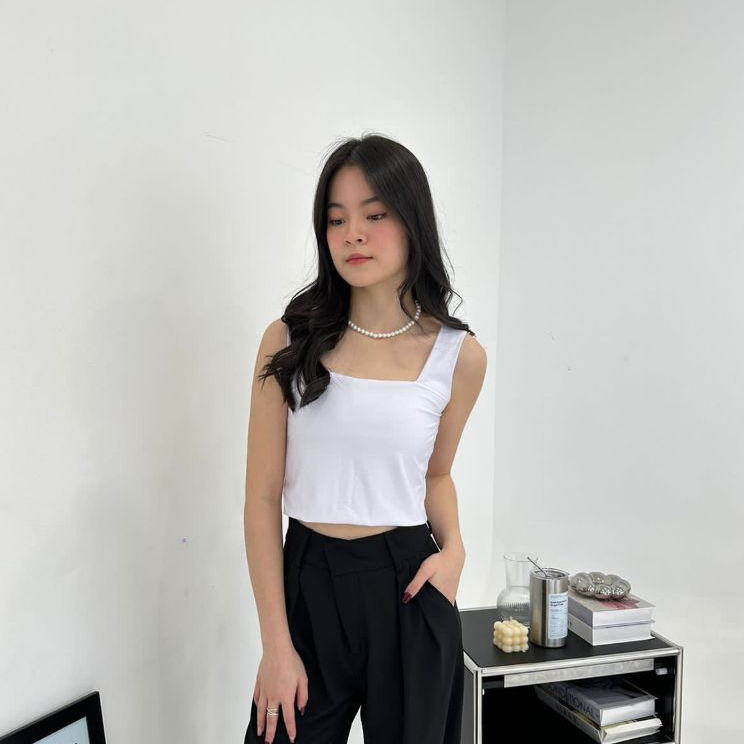 EVERCLO - Gani Square Tank Top - Tank Top Polos Wanita Square Neck Bahan Jersey